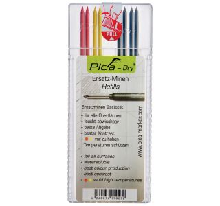SVINČNIK PICA 8 KOS MINCE ZA PICA DRY 4XGRAFIT 2XRDEČA 2XRUMENA
