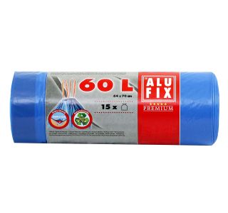 VREČKE ZA SMETI ALUFIX 60 L S TRAKOM MODRE LDPE