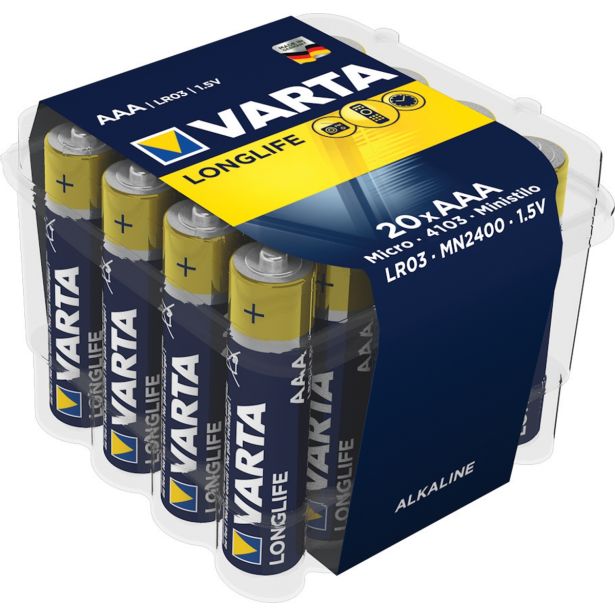 ALKALNI BATERIJSKI VLOŽEK VARTA LR03 1.5V LONGLIFE AAA 20/1