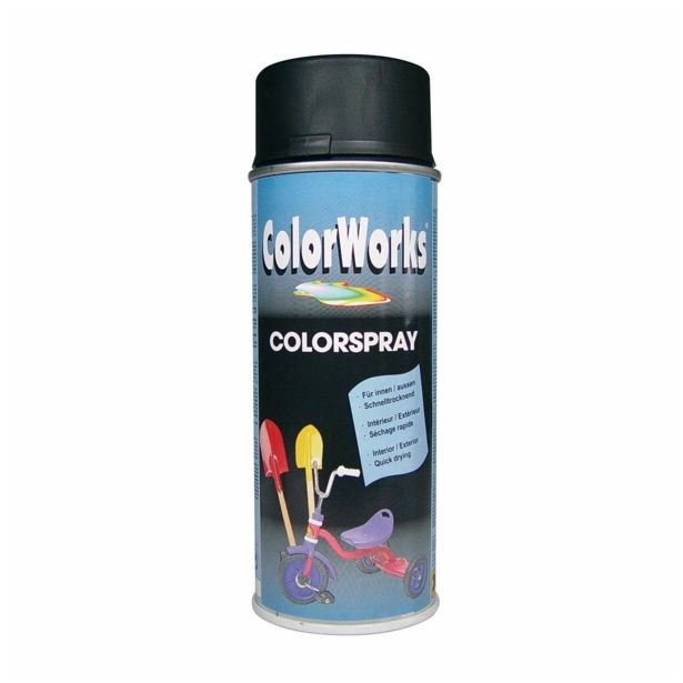 BARVNI SPREJ COLORWORKS ALKID RAL.: 9005 400 ML ČRNI MAT