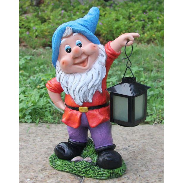FIGURA, OKRASNA PALČEK S SOLARNO LANTERNO V RDEČEM VIŠ. 26 CM