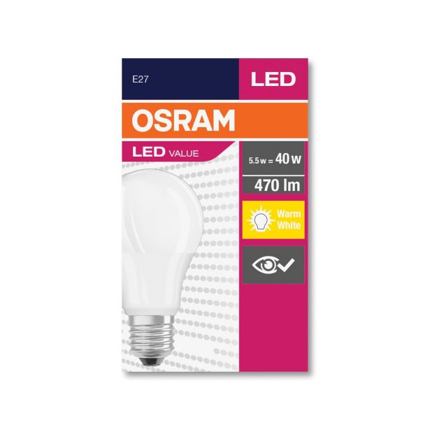 LED ŽARNICA E27 OSRAM CLA40 5.5W/827 FR 220-240V