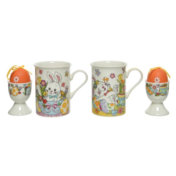 LONČEK DECORIS 252 ML ZAJČKI IN PODSTAVEK ZA JAJCA
