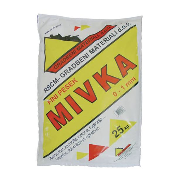 MIVKA GRADBENI MATERIALI SIVA 0-1 MM 25 KG