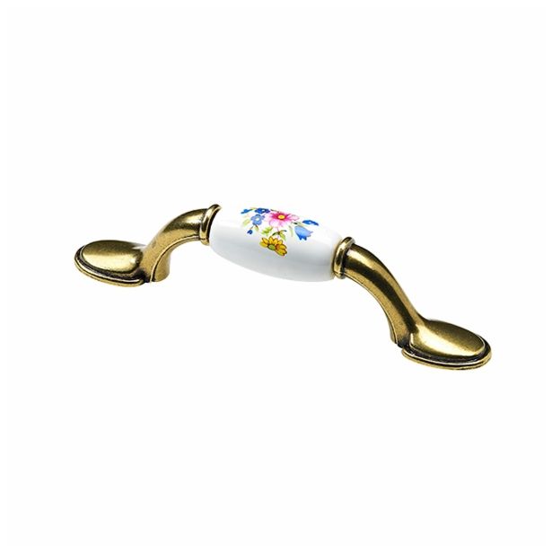 POHIŠTVENI ROČAJ HETTICH DIY 76 MM, Z ROŽICO MS/PORCELAN