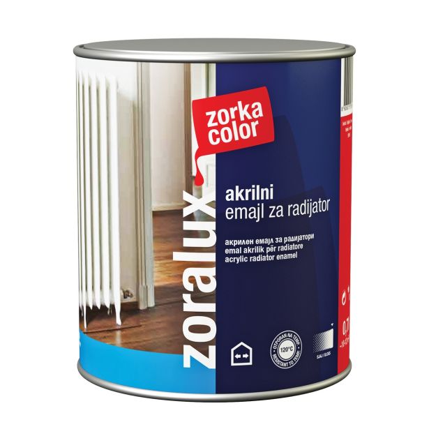 POKRIVNI PREMAZ ZORKA DEKOR ZORALUX AKRILNI EMAJL LAK RADIATOR BELA 0.7 L 9016