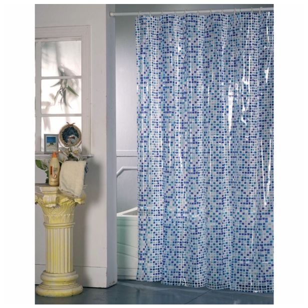 PVC KOPALNIŠKA ZAVESA MSV 180X200 MOZAIK MODRA