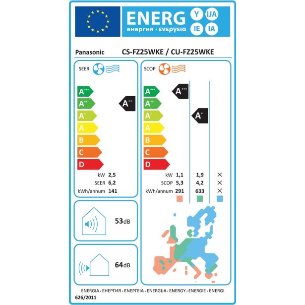 SPLIT ENOJNA INVERTER PANASONIC CS/CU-FZ25WKE 2.5KW, NOTR+ZUN ENOTA