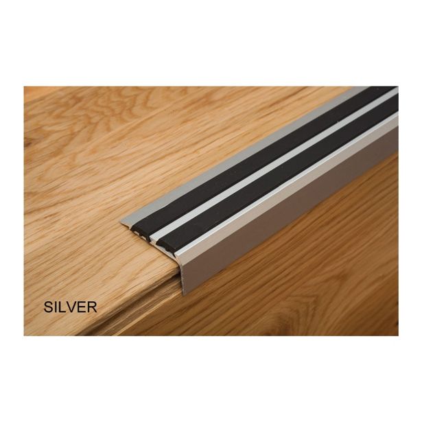 STOPNIŠČNI ALU PROFIL CEZAR 35X19MM 0.9M SREBRN Z GUMO