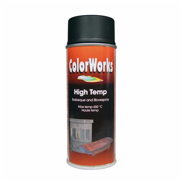 TEMPERATURNI SPREJ COLORWORKS HIGH TEMP 600°C 400 ML ČRNA MAT - OGNJEODPOR.