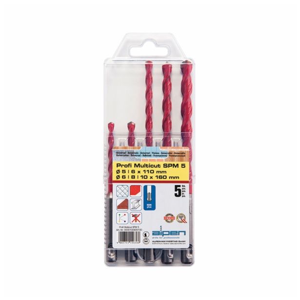 VEČNAMENSKI SVEDER ALPEN 5-6-6-8-10 MM 5DELNA SDS+ PROFI MULTICUT SPM 5