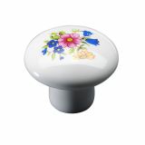 POHIŠTVENI ROČAJ HETTICH DIY GUMB FI 35 MM, Z ROŽICO PORCELAN, BEL