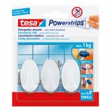 SAMOLEPILNI IZDELEK TESA POWERSTRPS MINI KLJUKICA OVALNA BELA 3 KOSI