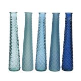 STEKLENA VAZA DECORIS RECIKLIRANO 7X32 CM SV./TEMNO MODRA SIJAJ/MAT
