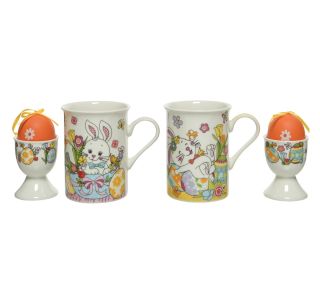 LONČEK DECORIS 252 ML ZAJČKI IN PODSTAVEK ZA JAJCA