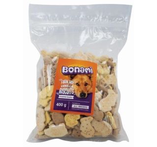 PRIBOLJŠEK ZA PSA BONAMI PIŠKOTI ZA PSE, FARM MIX 400 G