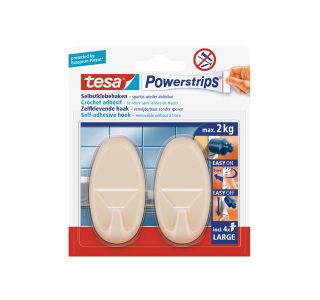 SAMOLEPILNI IZDELEK TESA POWERSTRIPS KLJUKICA OVALNA BEŽ 2 KOSA