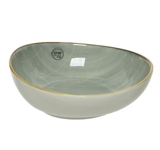 SERVIRNA SKLEDA DECORIS LIST 14X13X6CM ZELEN/MODER PORCELAN