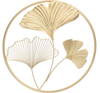 STENSKA DEKORACIJA EH 43 CM OKROGLA, GINKO, ZLATA, SORT