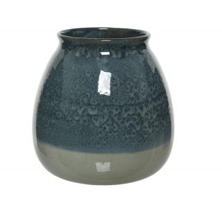 VAZA DECORIS Z GLAZURO 21X19 CM MODRO SIVA
